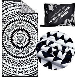 Viceda Beach Towel, Black Large Thin Microfibre Beach Towel, Swimming Quick Dry Towel, Super Absorbent Sand Free Towel, Extra Large Sand Free Beach Towel for Adults, Perfect for Camping Travel Beach