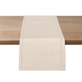 Ruvanti Linen Table Runners 90 Inches Long, Classic Hemstitch Table Runner for ‎Farmhouse, Dining, Valentines, Coffee, Christmas, Wedding, Spring, Easter, ‎Indoor, Outdoor Use‎ - Natural - 14 x 90