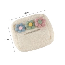 Soft Plush Car Tissue Holder Hanging Car Tissue Box Organizer Portable Cute Small Flower Napkin Tissue Box Case Holder for Car