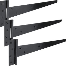 IRONTITE® 3 Pack Black T Hinges 350mm (14"), Gate Hinges for Wooden Gates Or Garden Shed Hinges, These Garden Gate Hinges are Black Coated for Lasting Weather Protection