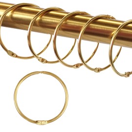24 Pack Shower Curtain Rings,Rust Proof Shower Curtain Hooks for Bathroom,Circular Decorative Shower Curtain Rings and Hooks for Shower Rod,Metal Rings for Shower Curtain,Loose Leaf Rings(Gold)