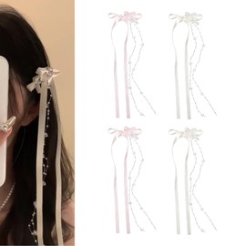 ADOFUN Ribbon Hair Pin, Long Hair Pin, Hair Accessories, Hair Clip, Cute Hair Ornament, Suitable for Any Style, Easy Installation, Cultural Festivals, Sports Festivals, Graduation Ceremonies, School