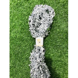 New Silver Christmas decor Foil Tinsel Garland for christmas tree decoration Metallic Streamers Happy New Year Party Ceiling Hanging Decorations Indoor and Outdoor Shiny Sparkly Garland Decoration 28 Feet 5 Pieces