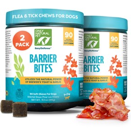 Only Natural Pet EasyDefense Barrier Bites Soft Flea Chews for Dogs - First Line of Defense Againts Fleas & Ticks, Boosts Immune System and Healthy Skin & Coat - (90 Bacon Flavored Soft Chews) 2 Pack