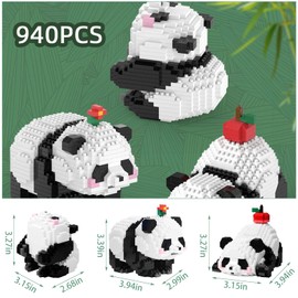 EnixwH 3-in-1 Panda Building Blocks Set, 940 Pieces, Panda Mini Building Blocks, Panda Building Blocks, Cute Bricks, Animal Building Blocks, Animal Building Blocks, Animal Building Blocks, Toy Blocks