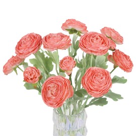 IPOPU Ranunculus Artificial Flowers,5PCS Faux Pink Peonies 15 Heads Vintage Silk Ranunculus Flowers for Wedding Party Garden Vase Home Decoration(Pink)