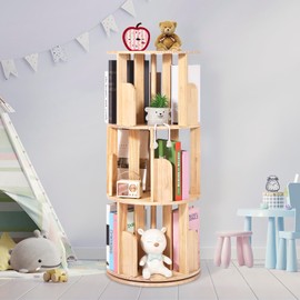 YGYQZ Rotating Bookshelf for Kids, 3 Tier Spinning Bookcase Tower for Kids & Adult 360 Display Revolving Book Shelf Small Wood Bookshelf Organizer Storage Rack for Bedroom