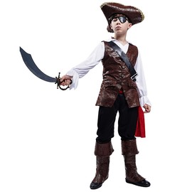 SHE HARE Boys' Luxury Pirate Costume Outfits (M: 7-9 Years)