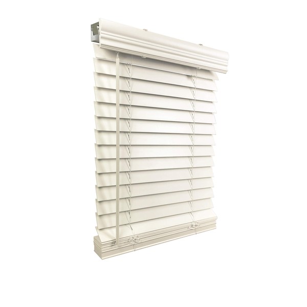 US Window And Floor 2" Faux Wood 28" W x 60" H, Inside Mount Cordless Blinds, 28 x 60, White