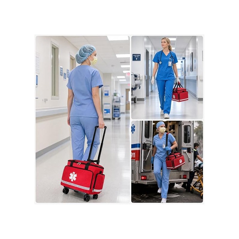 Medical Bag Rolling Roller Bag Trolley Duffel Nurses EMT CNA
