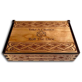Creative Crafthouse Customizable Wooden Dice Tray - Handmade Cherry Wood with Felt Lining, Perfect for Dungeons and Dragons RPG