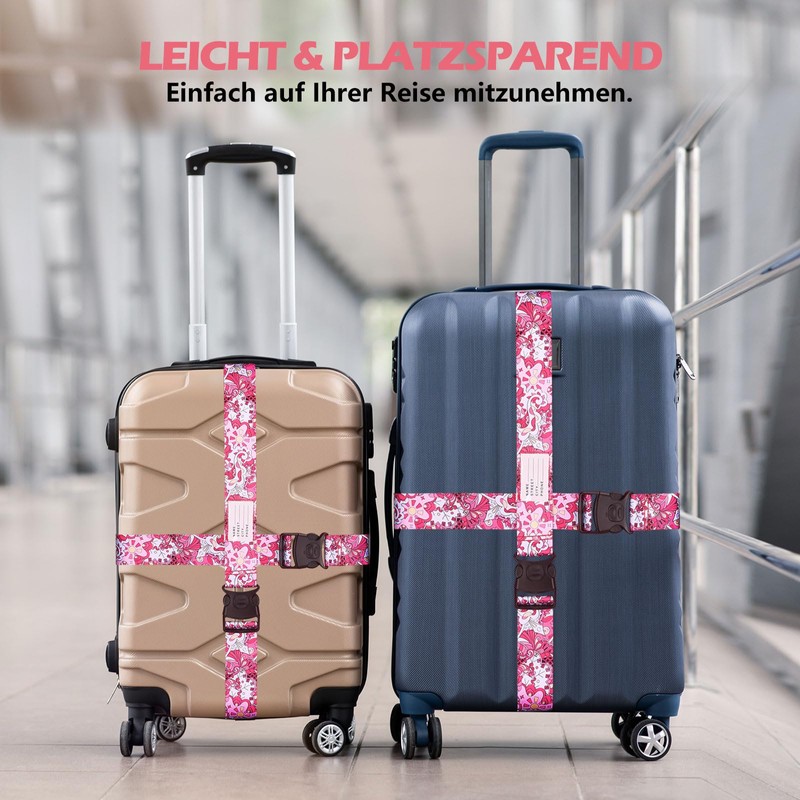 Pack of 4 Suitcase Strap, Adjustable Suitcase Strap, Pink