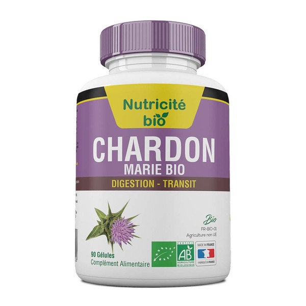 Chardon-Marie Bio 90 gélules spécial Digestion - Facilite le transit intestinal – Efficace en quelques jours – Chardon marie 200mg pour soulager le foie et la digestion