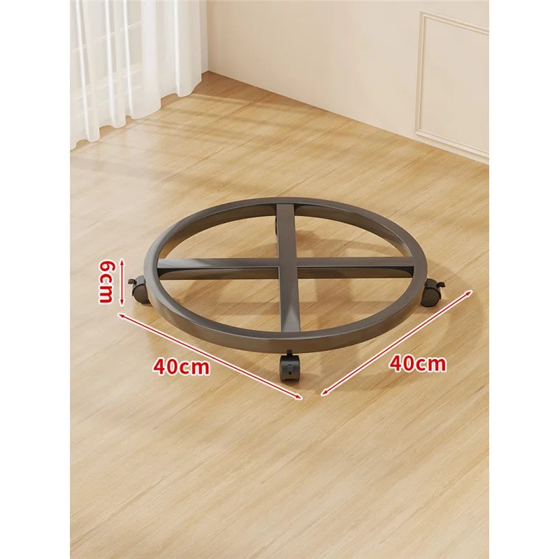 Round Iron Plant Caddy with Locking 360° Wheels, Mobile Flower