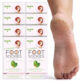 SpaLife Moisturizing Foot Mask | Foot Wrap for Dry Cracked Feet Intensive Repair Treatment | Tea Tree Oil Softening Booties | Callus Remover Alternative | Self Care Gifts for Women | 8 Pack
