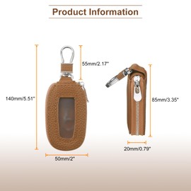 sourcing map Universal Premium Car Key Fob Case Genuine Leather Key Fob Protector Cover Smart Key Fob Holder for Remote Key Fob, Brown