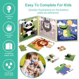 Magnetic Puzzles for Kids Ages 3 4 5, Advanced Version 9-12-16 Piece Animal Wooden Jigsaw Puzzles Book for Toddlers, Travel Games, Preschool Educational Learning Toys for 3 4 5 Year old Boys and Girls