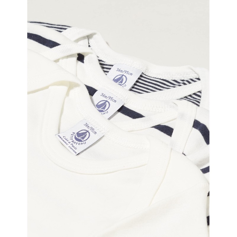 Petit Bateau Unisex Baby Short-Sleeved Bodysuit with Stripes (Pack of