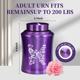 ANTESCORT Urns for Human Ashes, Purple Butterfly Urn for Women & Men, Weight Capacity 220 lbs, Earns for Ashes for Adult Humans