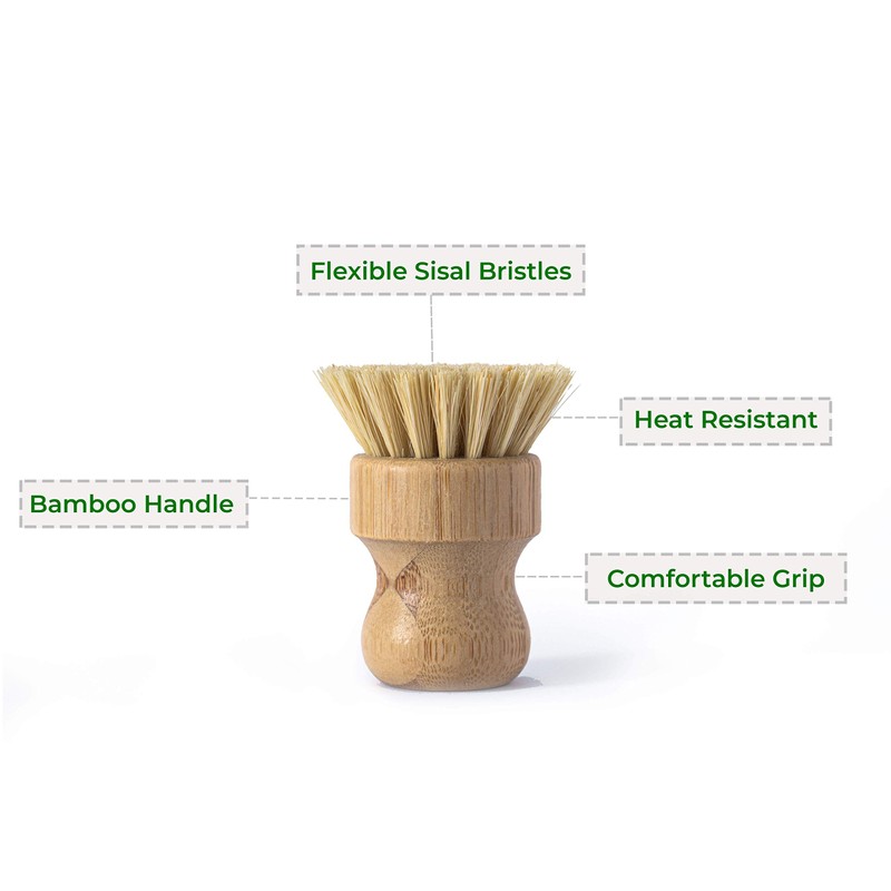 ECOLULU Bamboo Dish Brush Set & Wood Bottle Brush for