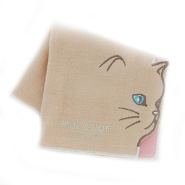 Paul & Joe ACCESSOIRES 107082-0502-04 Ladies' Mini Gauze Handkerchief (Beige) Cat [100% Cotton] Women's Handkerchief, 7.9 inches (20 cm), beige