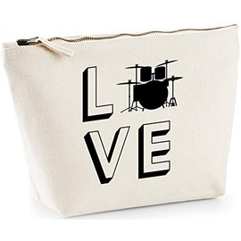 Hippowarehouse Love Drums printed make up cosmetic wash bag 18x19x9cm