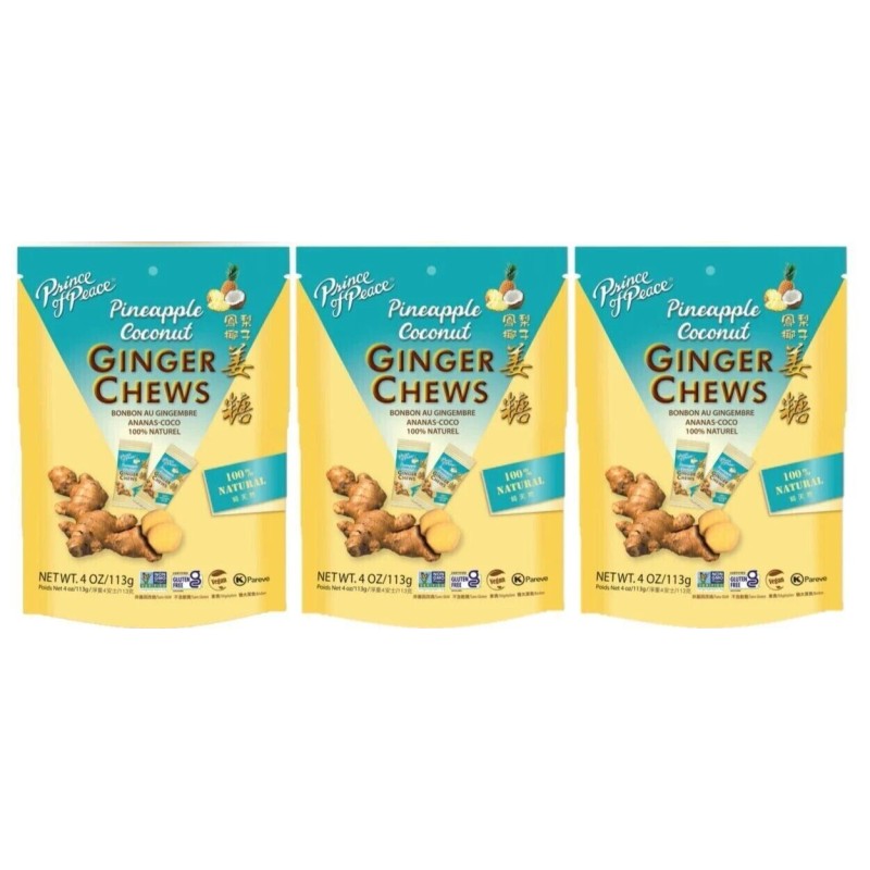 Prince of Peace Ginger Chews with Pineapple Coconut 4oz (