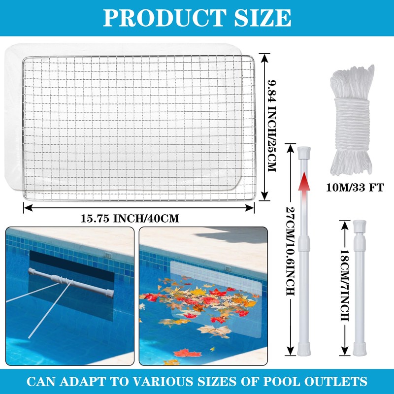 MGDJCK Skimmer Guard Kit Reusable Swimming Pool Skimmer Leaf Shield