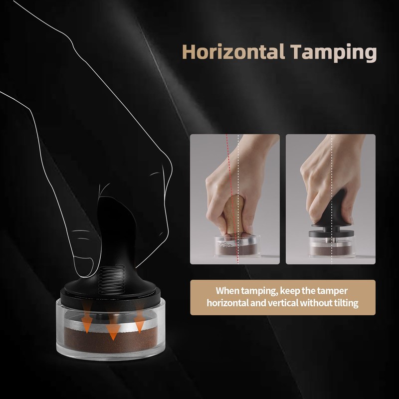 MHW-3BOMBER 58mm Coffee Tamper, Self-Leveling Espresso Tamper with 2-Spring Auto-Rebound,