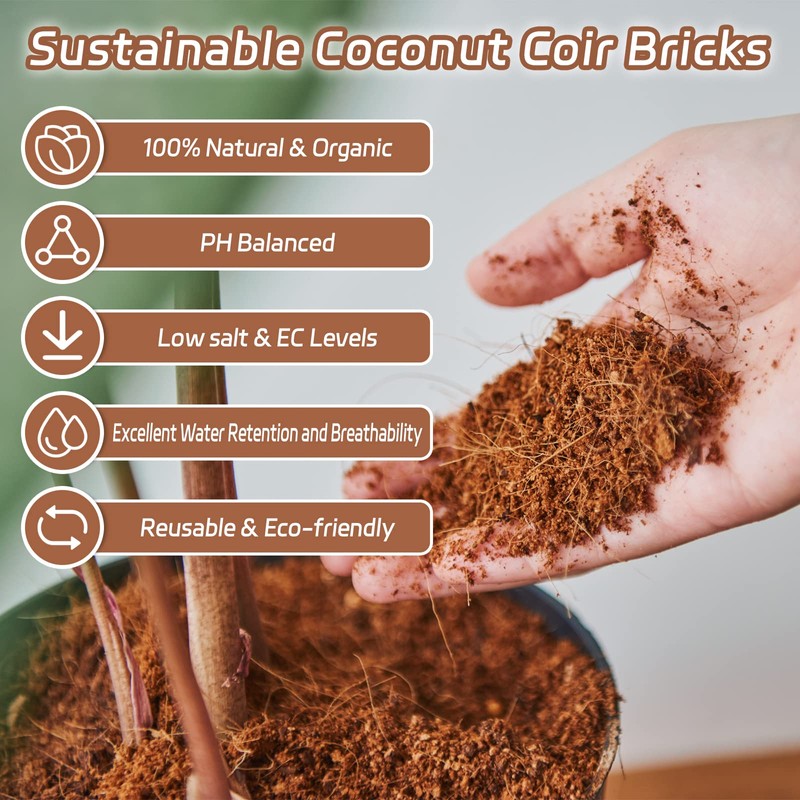 Riare 8pcs Organic Coco Coir Bricks Soil Blocks- 100% Natural