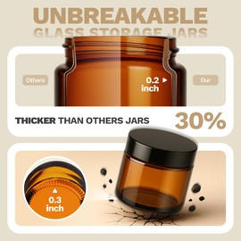 2 oz Small Glass Jars with Lids, Bumobum 12 Pack Amber Glass Cosmetic Jars with Inner Liners, 60ml Round Empty Sample Containers with Blank Labels for Cream, Salve, Lotion