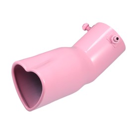 X AUTOHAUX Car Exhaust Tip Heart Shaped Tail Pipe 2.48Inch OD 2.64x2.36Inch Outlet 7.48Inch Length Curved Bolt-On Muffler Tip Metal Pink
