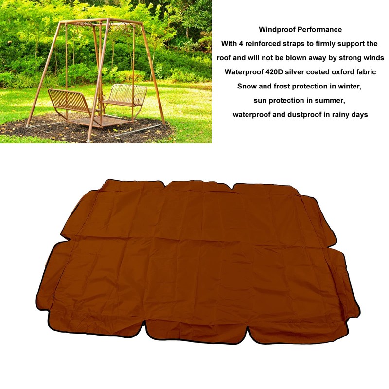 QANYEGN Outdoor Swing Canopy Replacement, Silver Coated Oxford Fabric, Waterproof