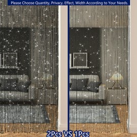 4 Pcs String Curtains for Doorways Glitter Beaded Curtains Door Sparkle Beads Curtain Open Closet Laundry Hanging Hippie Glisten Beads Window Girls Panel (Black, 39"×79" in)