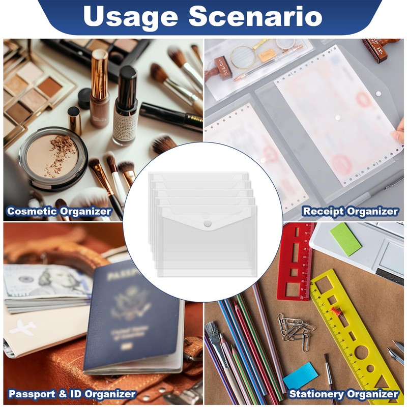 20 Pcs A6 Plastic Wallet, Small Clear Document Folders with
