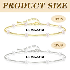 EPCDBBRT 2 Pieces of Pearl Bracelets for Women, Elegant Bracelets, Fashionable and Versatile Bracelets, Simple Bracelets, Clothing Accessories