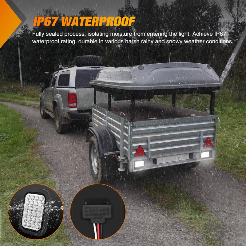 Nilight 5” X 3” Inch Rectangular Trailer Tail Light 2
