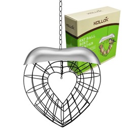 Hanging Fat Ball Feeder, Metal Suet Ball Feed Dispenser for Wild Bird, Suet Ball Holder for Outside, Garden, Heart Shaped