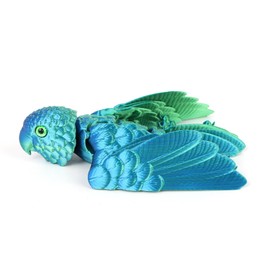 LYROYREG 3D Printed Parrot Model, 3D Printed Fidget Animals,3D Crystal Parrot Flexible Joints Home Decor Executive Desk Toys,Home Office Decor Executive Desk Toys for Autism/ADHD (Green)