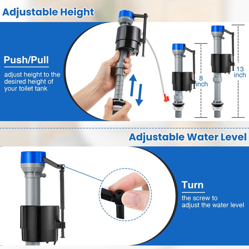 Saillong Universal Toilet Flusher Replacement Kit, Fill Valve, 2-Inch Flapper,