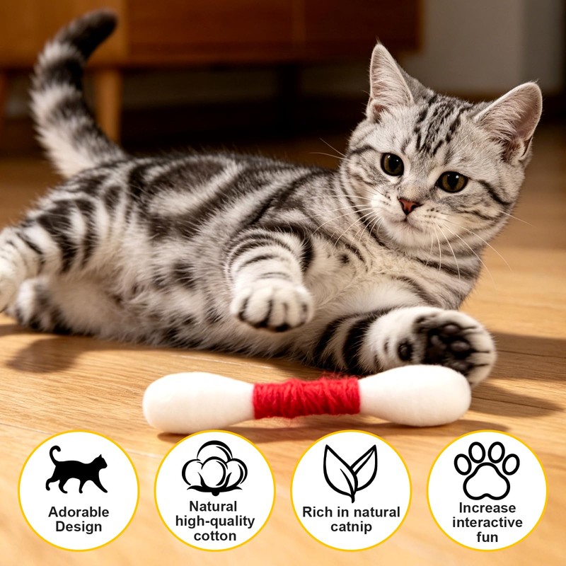 Gptkop 6 Pk Giant Q Tip Cats Toy for Boredom