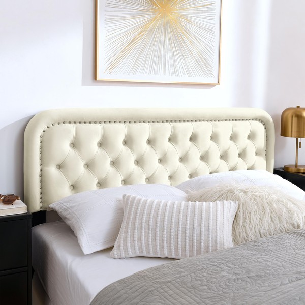 Beyetsea Headboard Twin Size - Velvet Headboard,Adjustable Height Solid Wood