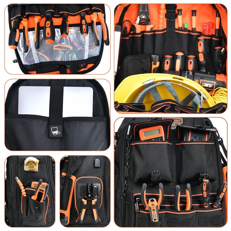 Backpack Tool Bag - LOKASS Tool Backpack Heavy Duty Tool