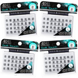 Ardell Soft Touch Trios Individual False Eyelashes - DIY Lash Clusters, Lightweight & Reusable Eyelash Extensions, Black, 4 Pack