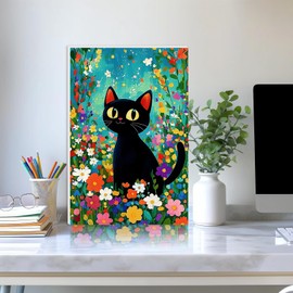 AIRDEA Cat Paint by Numbers Adults, DIY Hand-Painted Oil Painting Kit, Flowers Paint by Numbers with 3 Brushes and Acrylic Paint, 20 x 30 cm (Framed)