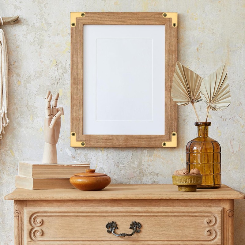 Cabilock 6Pcs Right Angle Brass Corner Code, L Shape Brackets,