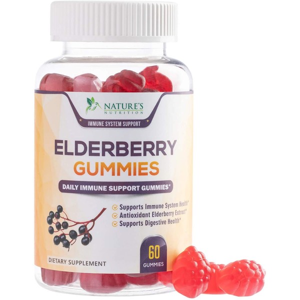 Elderberry Gummies Extra Strength Sambucus Gummy - Natural Immune System Support - Best Supplement for Children & Adults - 60 Gummies