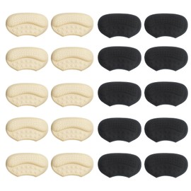 10 Pairs Heel Pads for Shoes, Soft Elastic Foam Shoe Heel Pad to Prevent Heel Chafing, Heel Grips for Sneakers and Boots Shoes Too Big, Beige and Black