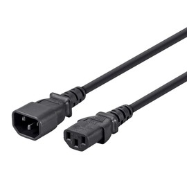 Monoprice 3-Prong Extension Cord - IEC 60320 C14 to IEC 60320 C13, 13 Amps, 125 Volts, 16AWG, 6 Feet, Black (1 Pack)