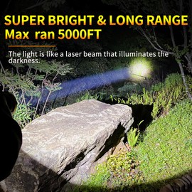 KINQILIN 1800LM Rechargeable Spotlight 13600mAh Spotlight Flashlight 80H Long Lasting IP67 Waterproof 3 Modes Spot Light for Outdoor Camping Home Emergency